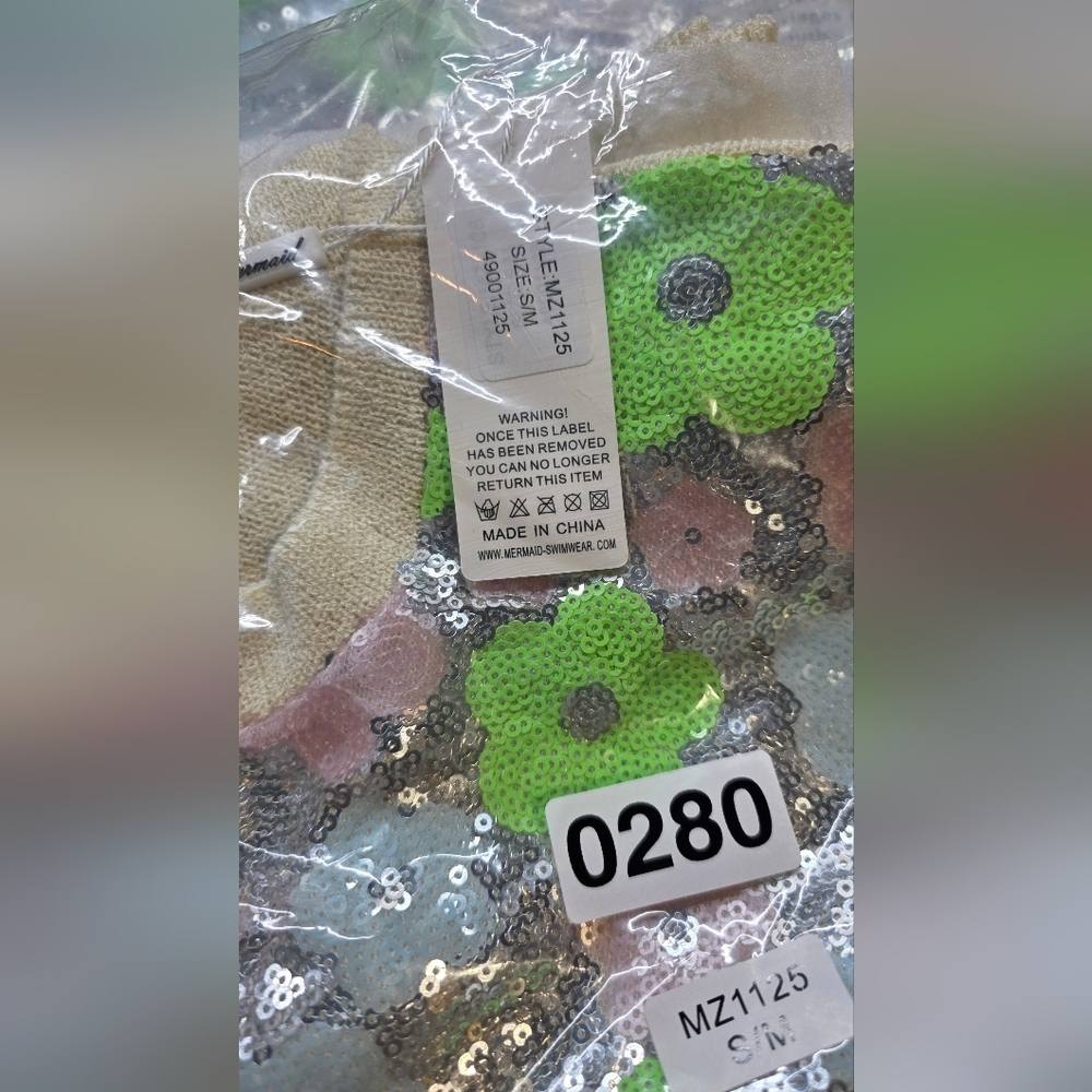 NWT Mermaid Fasion Floral Sequin Cardigan Sweater Size S/M & L/XL Available - Picture 8 of 10